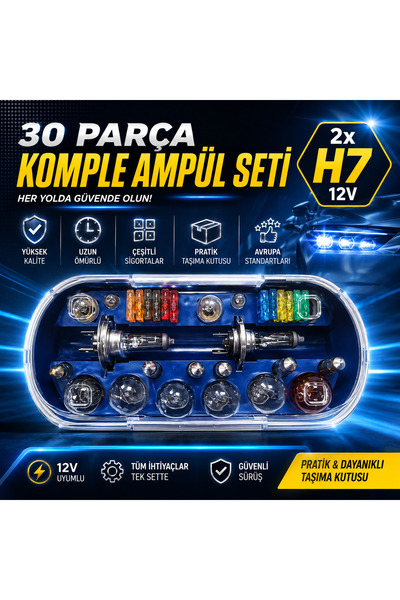 FORTİCO H7 Acil Ampül seti H7 Ampul set Kiti Sigorta Kiti 30 Parça