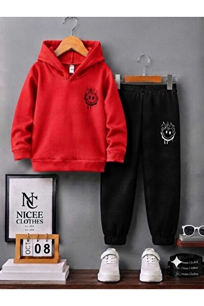 Leto Lykia Children's Tracksuit Set Unisex (Black Emoji Face on the Left Wint...