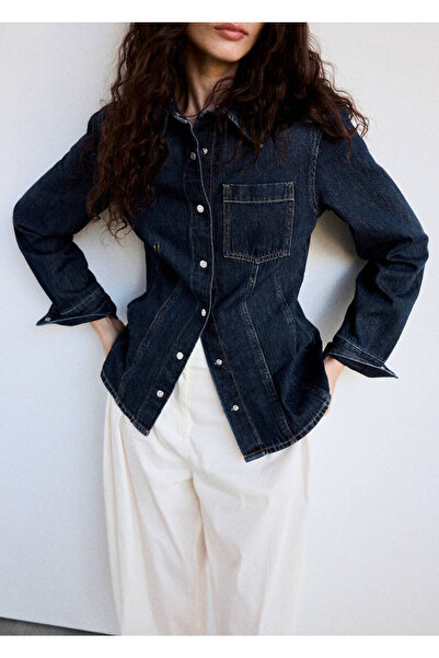 MANGO Woman Cotton denim shirt with chest pocket