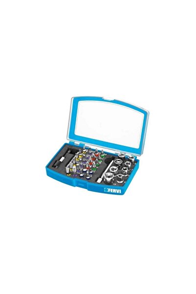 Fervi Set profesional biti si chei tubulare, 0404, 1/4", 35 buc.