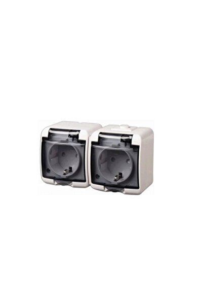 Home Priza montaj aparent Aquastar 22121, alb, 2 locasuri, IP 44, capac fumur...