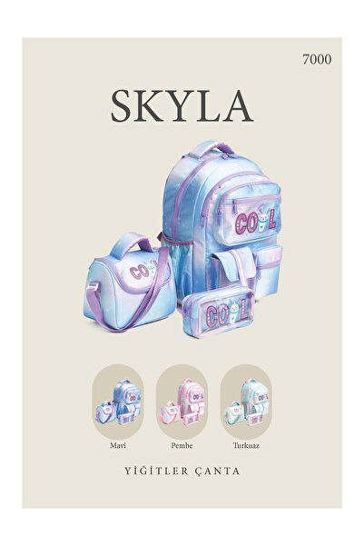 İLKOKUL ÇANTA BESLENME KALEMLİK SKYLA 3 LÜ TAKIM SET Yeşil