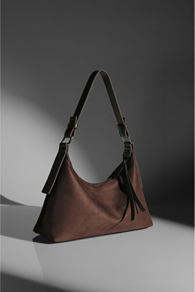 Rimense Women's Bitter Brown Suede Lined Hand and Shoulder Bag