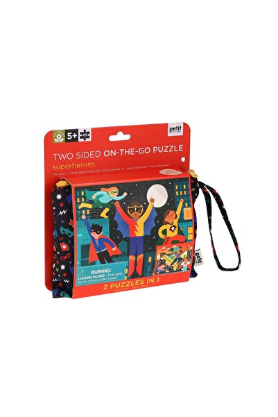 Petit Collage Puzzle față-verso, pentru drum, 49 piese - Supereroi -