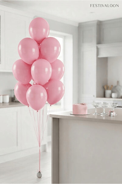 FESTİVALOON 10’lu Pastel Pembe Balon Seti Baby Shower Doğum Günü Kız Bebek Pa...