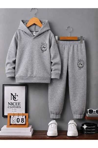 NC Nicee Clothes Children's Tracksuit Set Unisex (Black Emoji Face Print on t...