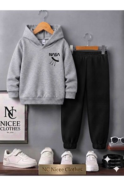 Leto Lykia Children's Tracksuit Set Unisex (Black Nasa Left Hand Umbrella Win...