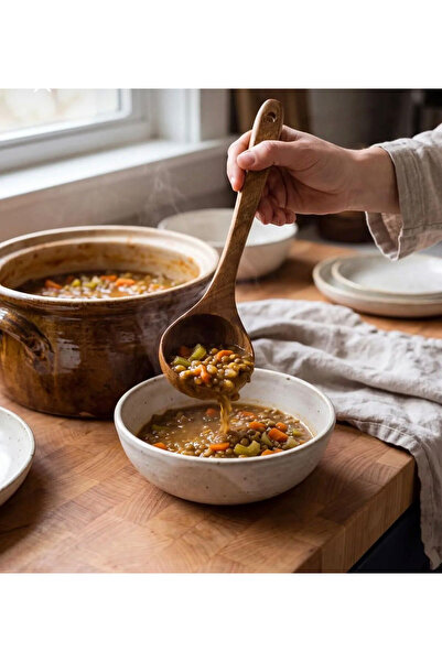 Fiyakalı Ürünler Atölyesi Soup Ladle Wooden - Acacia Serving Ladle - Natural ...