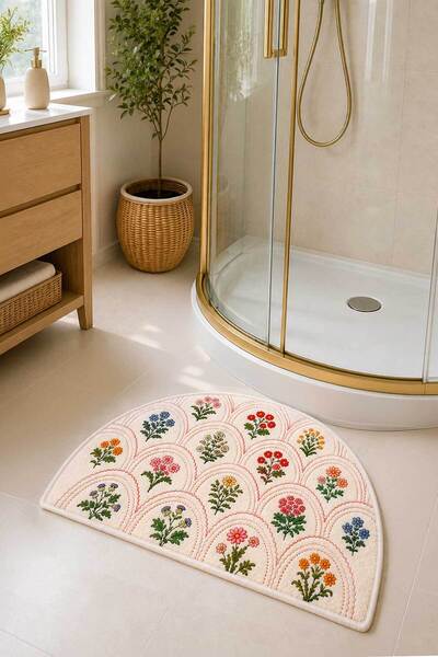 Toronto Home Digital Printing Non-Slip Washable Colorful Floral Bath Mat Bath...