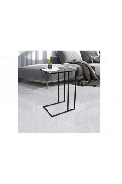 OEM Auxiliary Table with Metal Frame & Glass Surface 40 x 30 x 59 cm