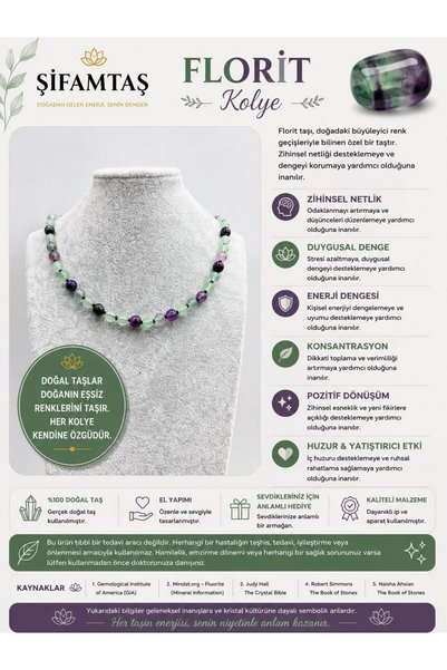 ŞİFAMTAŞ Fluorite Natural Stone Necklace