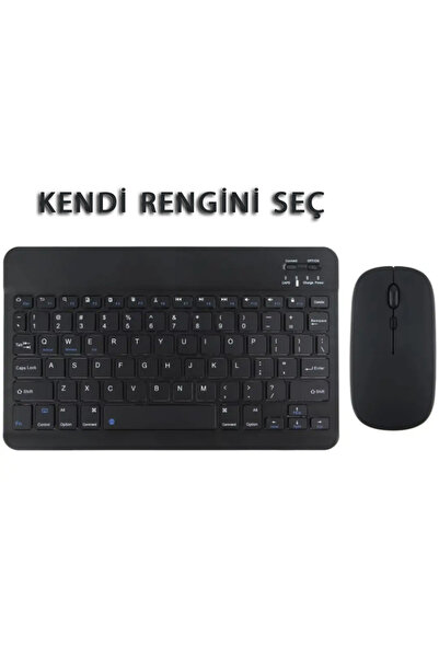 Arvencase Tüm Cihazlara Uyumlu Kablosuz Bluetooth Klavye ve Mause Seti Tablet...