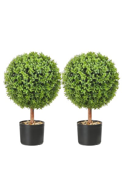 OEM Set 2 plante artificiale, Dimensiuni 350x559 mm, Verde/Maro, PE si lemn