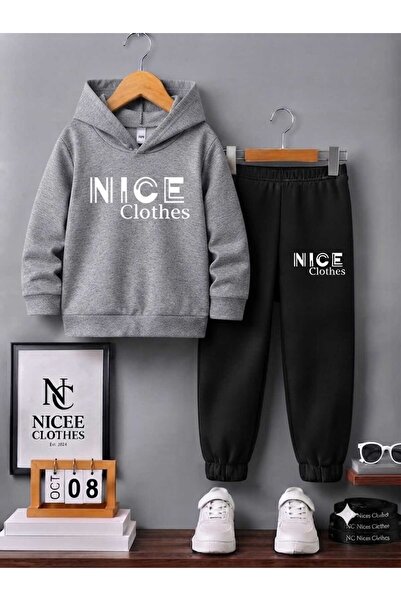 NC Nicee Clothes Children's Tracksuit Set Unisex (White Inice Clothes Printed...