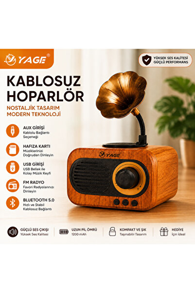 Global Nostaljik Gramofon Tasarımlı Bluetooth Hoparlör FM Radyo USB Hafıza Ka...