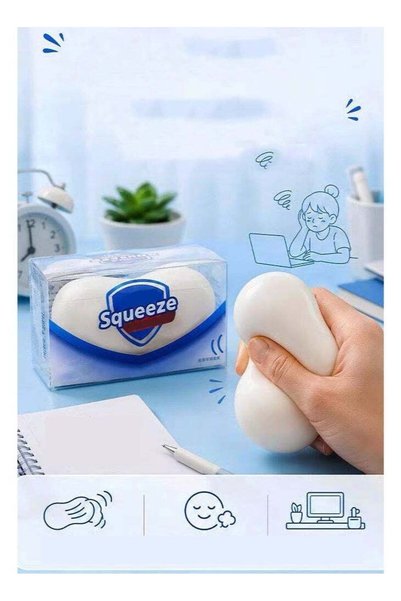 Grencian YUANBAO KING Soap Shaped Squeeze Stress Relief Toy, Slow Rising Squishy Fidget Toy, Soft Squishies Sensory Toy for Anxiety Relief, Decompression Toy for Kids Adults (White)