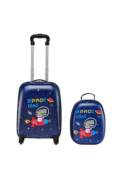 OMS Set Troler si geanta pentru copii, Dino Space, 4 x roti, Albastru, 320 x ...