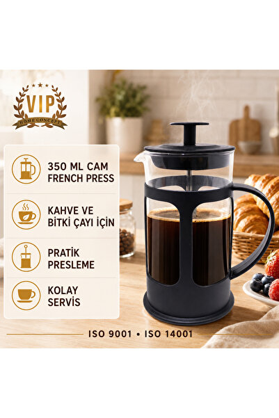 Vip Home Concept Glass French Press 350 ml Coffee and Herbal Tea Brewing Pres...