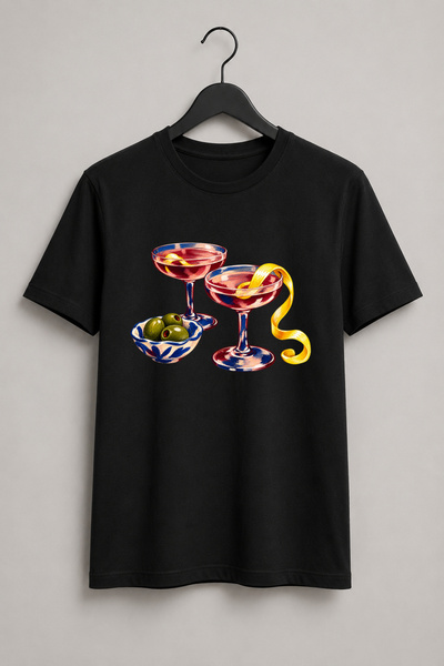 Generic Brand Tricou Vintage Aperitivo cu Cocktailuri și Măsline – Design Med...