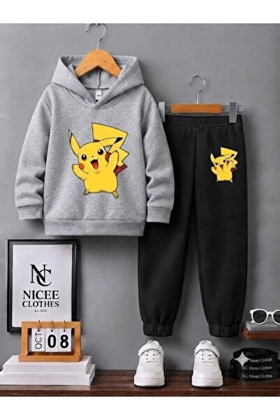NC Nicee Clothes Children's Tracksuit Set Unisex (with Large Pikaçu Print in ...
