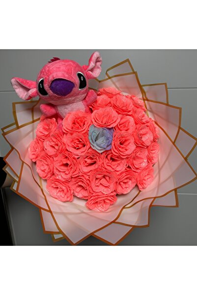 OEM Coral Glow – Bouquet with 31 glitter roses and Angel