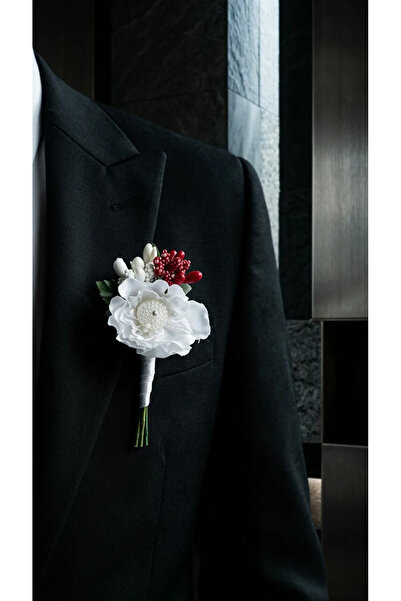 BTRENDY İnci Detaylı Damat Yaka İğnesi,Yaka Çiçeği Şık Aksesuar