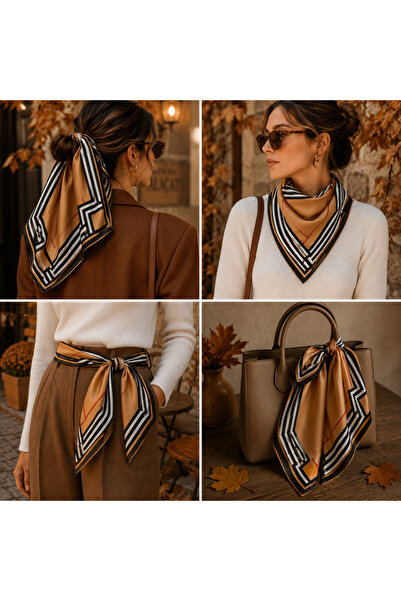 IŞIKTAŞ COLLECTİON Geometric Patterned Bandana Scarf 50*50 cm