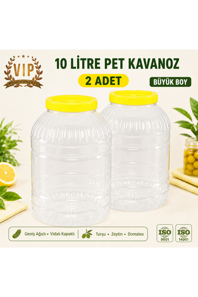 Vip Home Concept Market Ürünleri 10 Liter Large Size Wide Mouth Pet Jar Yello...