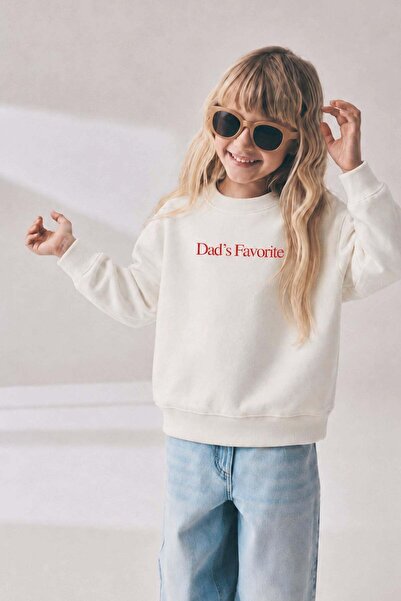 Monila Unisex Çocuk 3 İplik Kumaş Slogan Baskılı Sweatshirt