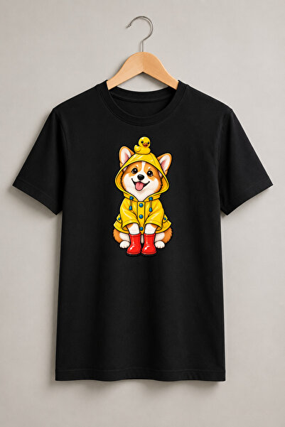 Generic Brand Tricou unisex cu Corgi în pelerină galbenă