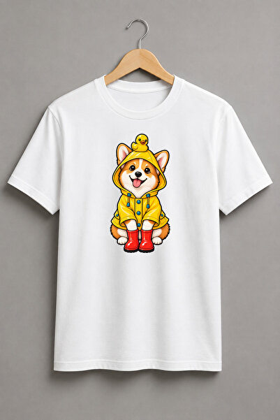 Generic Brand Tricou unisex cu Corgi în pelerină galbenă