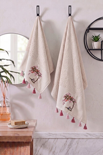 DNZGÜLCAN Tasseled and Embroidered Bath Towel Set |   70X140 cm Bath Towel, 5...