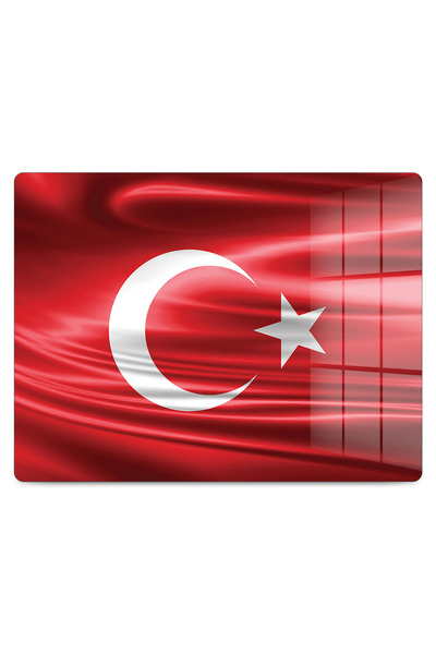 Cam Kesme Tahtası Türk bayrağı Tasarımlı Çok Amaçlı 40 x 30 cm