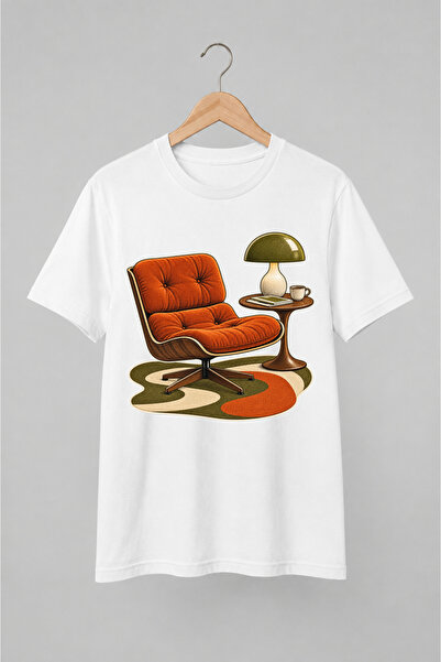 Generic Brand Tricou Vintage Mid-Century cu Fotoliu Retro – Design Interior A...
