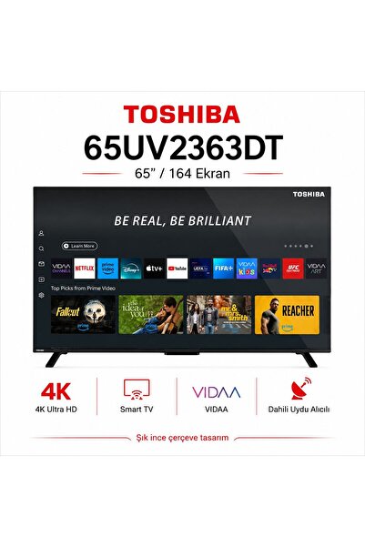 Toshiba 65UV2363DT 65” 164 Ekran 4K Ultra HD Smart LED TV VIDAA Dahili Uydu A...
