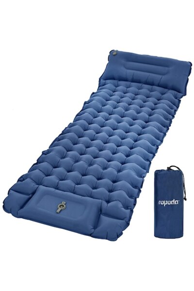 ROPODA Inflatable camping mattress ROPODA, integrated foot pump, built-in pil...