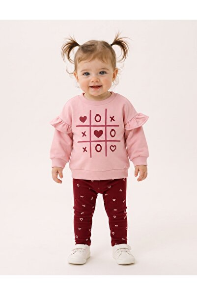 MiniKids Комплект Х и О със сърца, прашно розов
