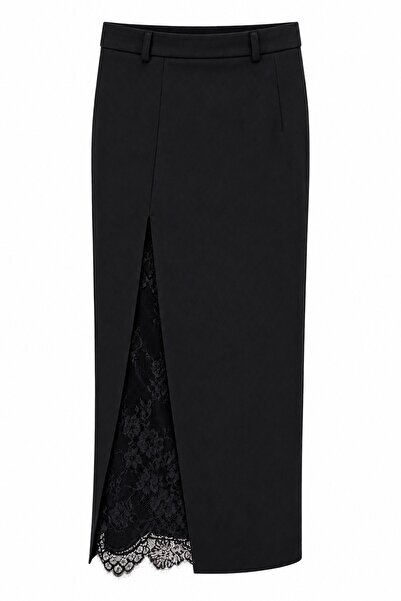 elif teke Slit Lace Skirt Black