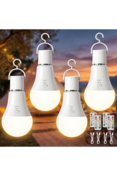 Kimjo Set de 4 becuri LED reîncărcabile E27, 7 W, 3000K/4000K/6000K, intensit...