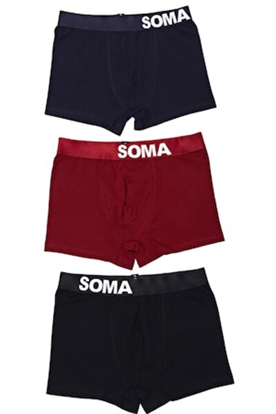 Soma Men's 3-Pack Boxers, Size M, Elastic Waist, Breathable Material, Cotton ...
