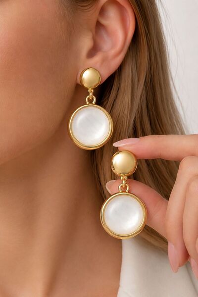 MRK Women's Dangle Oval Earrings