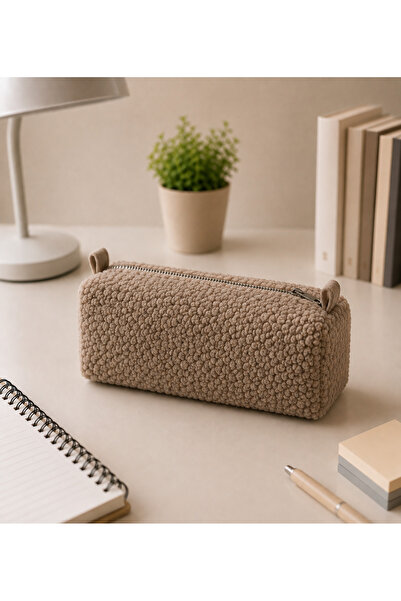 Bersia Mink Plush Pencil Case Large Zippered Bag – Soft Textured Makeup and O...