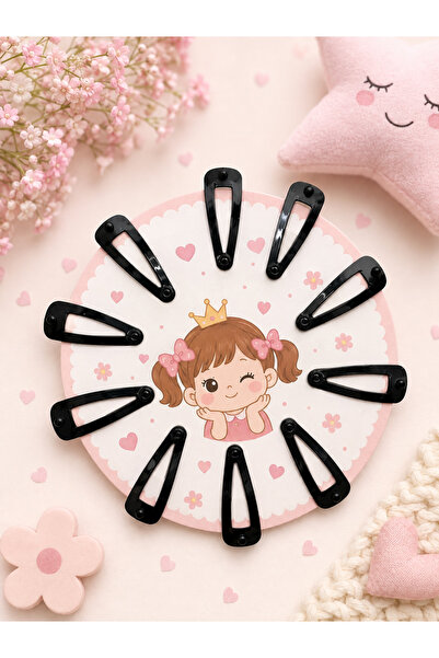 ADEN BEBEK AKSESUARLARI 10 Pack Baby Girl Mini Black Snap Buckles 3 cm
