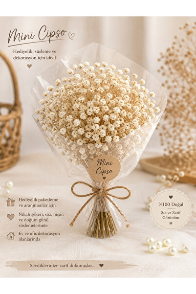 MİRAY FLOWERS HEDİYELİK Krem rengi Mini Cipso Demeti Hediyelik aksesuar