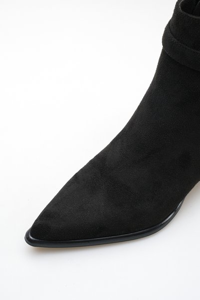 ELEVAM Women's Suede Pointed Toe Zippered 4 cm Heeled Stylish Boots