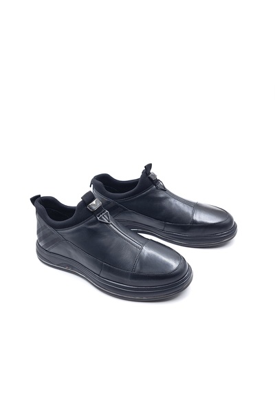 MARCOMEN Genuine Leather Laceless Men's Black Seasonal and Winter Comfort Sho...
