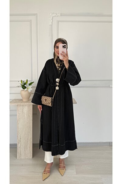ruqaya Kadın Kot Kimono Broş Detaylı