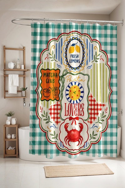 EVPANYA Fresh Lemons and Crabs Patterned Shower Curtain, Bathtub Curtain 175X...