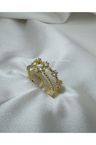 Samu Accessories خاتم فولاذي قابل للتعديل بتصميم نجمة مزدوجة الخطوط من سلسلة ...