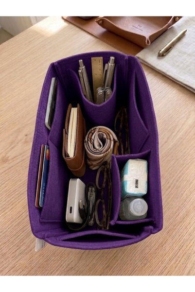 MARJİNAL W CLUB Kare Ic Cepli Canta Ici Organizer Dark Purple Color 28 X 15 X 12 Dimensions (Length X Height X Width)